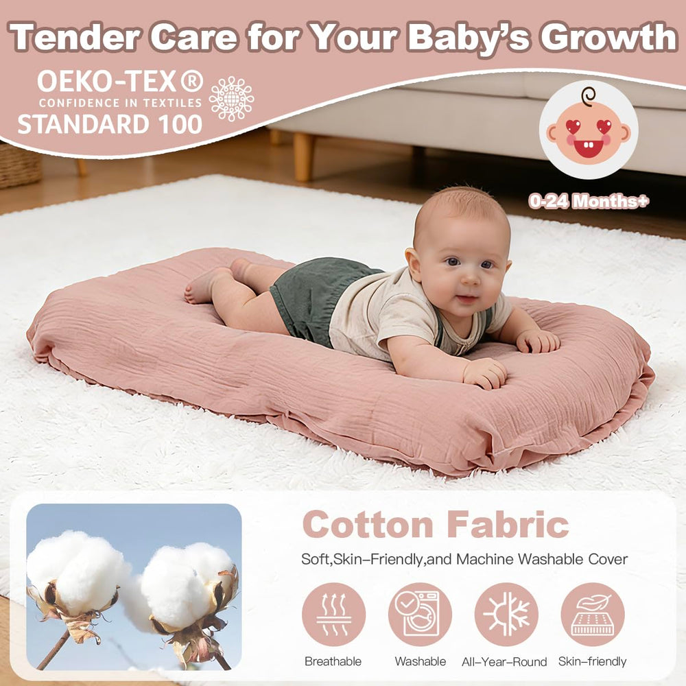 Meindoovm Baby Lounger machine-washable cover for easy care.