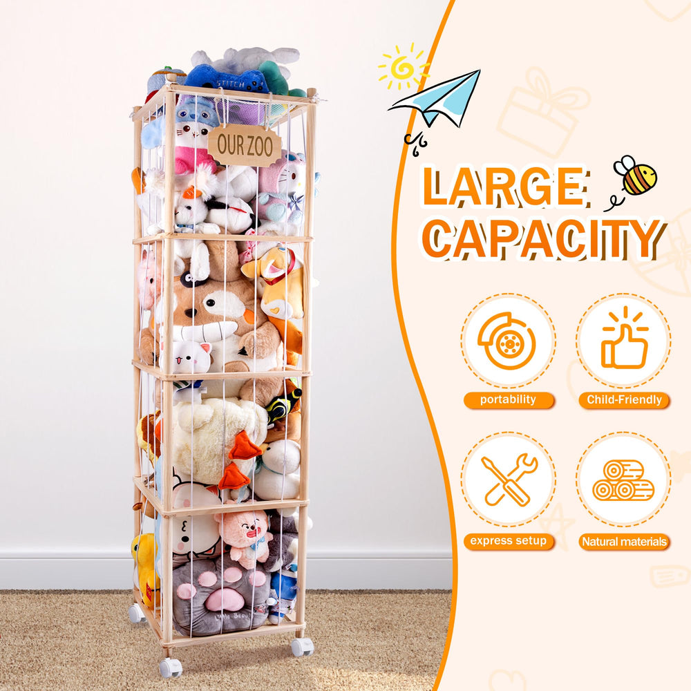 meiqidi stuffed animal zoo tower elastic walls support safe self service storage