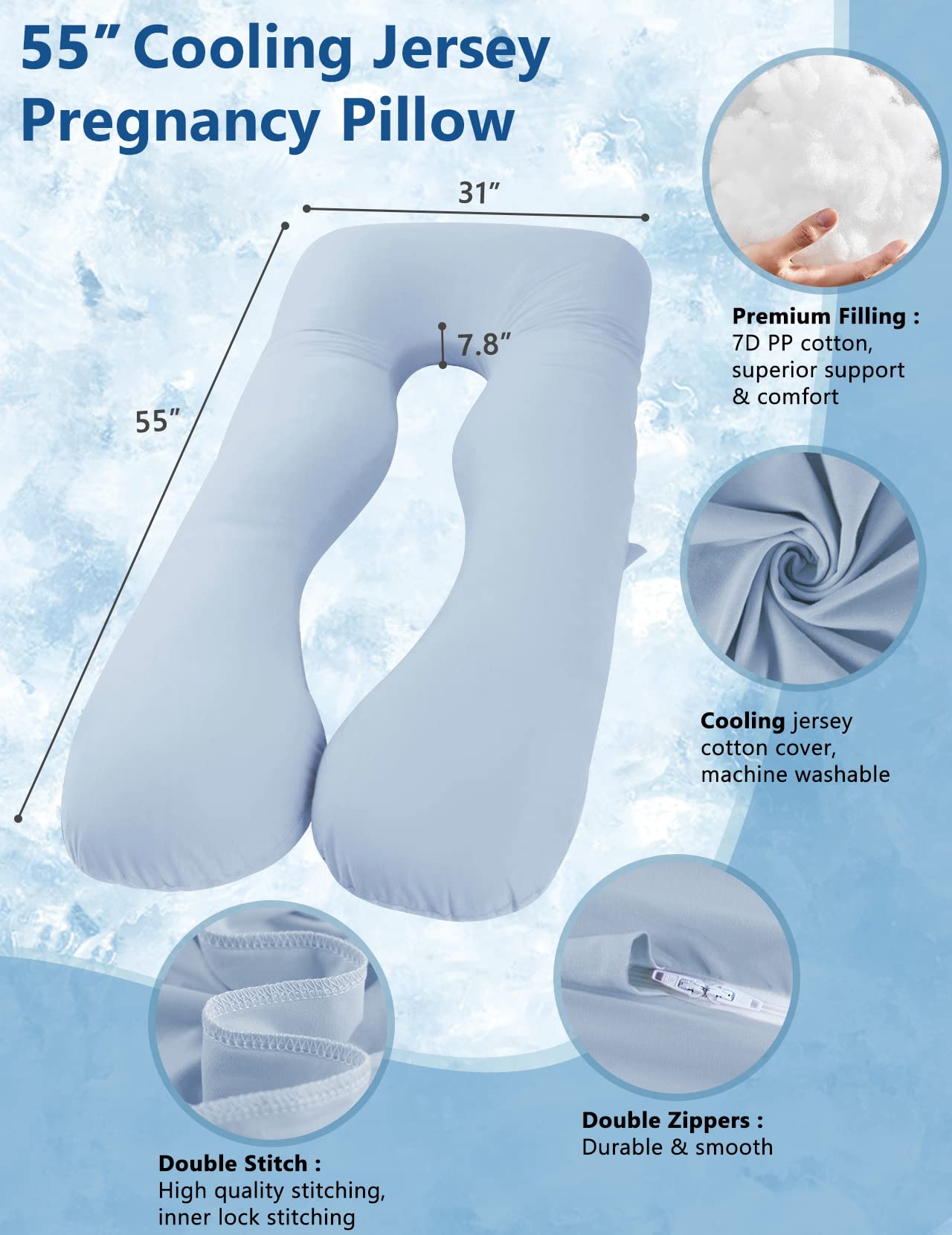 Meiz pillow with 7D polyester filling maintains fluffiness for durability.