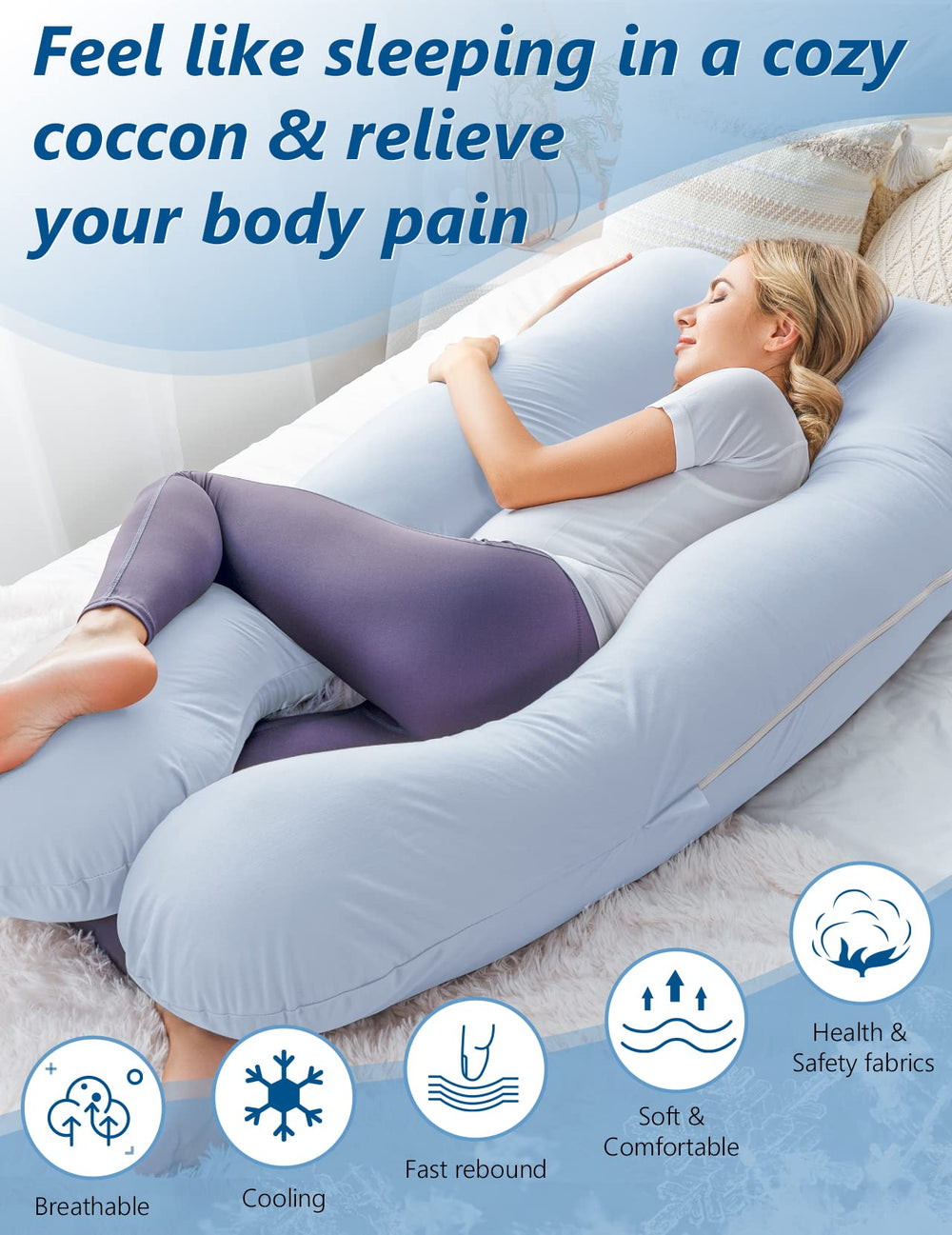 Meiz pillow features durable stitching and machine washable covers.