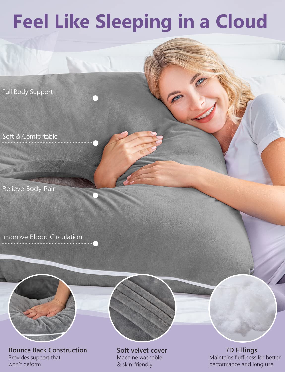 Full-body relaxation with the Meiz U-shaped pillow for lounging and sleeping