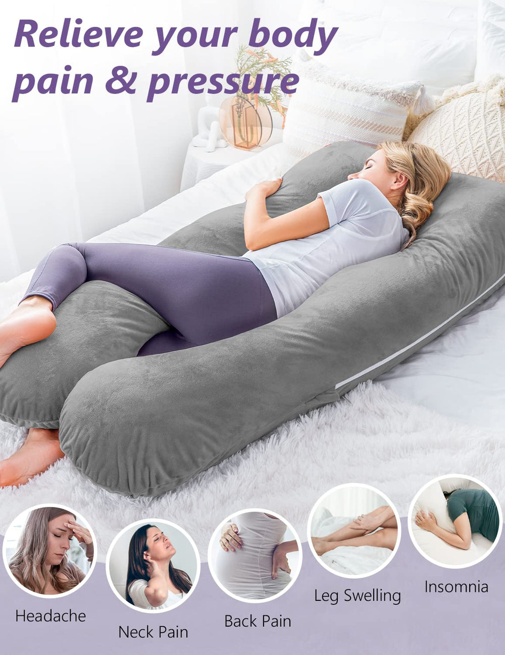 Versatile side-sleep support from Meiz pillow ideal for pregnancy comfort
