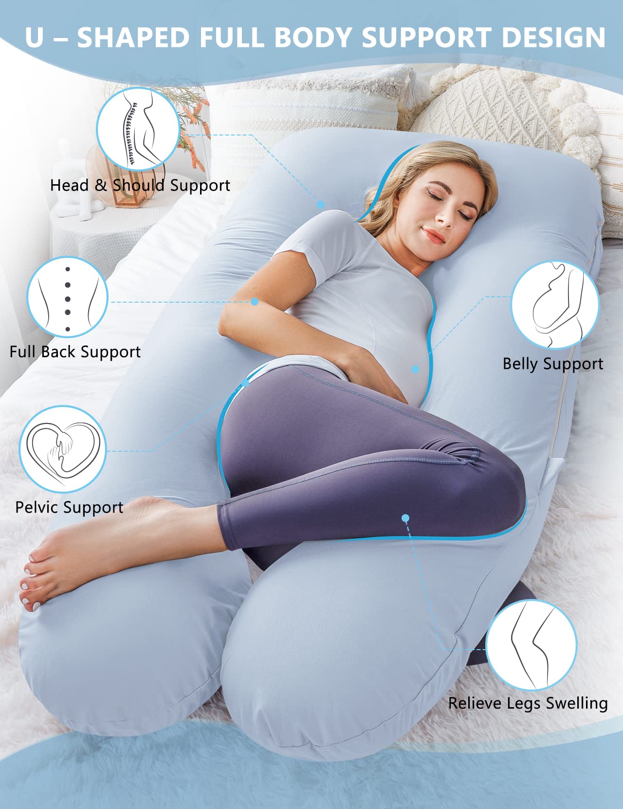 Meiz all-in-one support for back, knees, and neck during pregnancy.