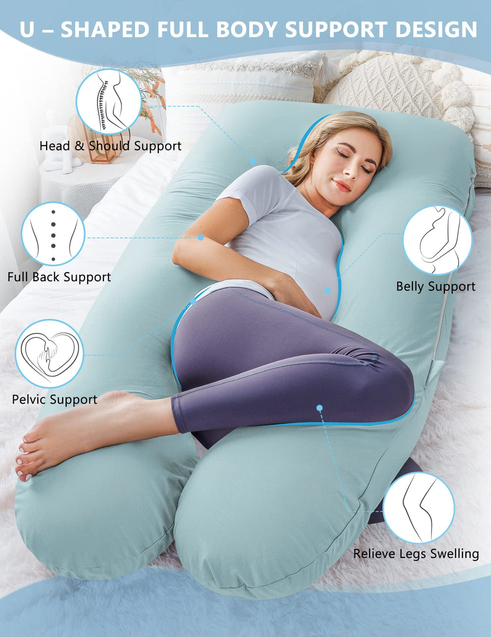 Meiz back and knee support helps maintain proper alignment during sleep and reading