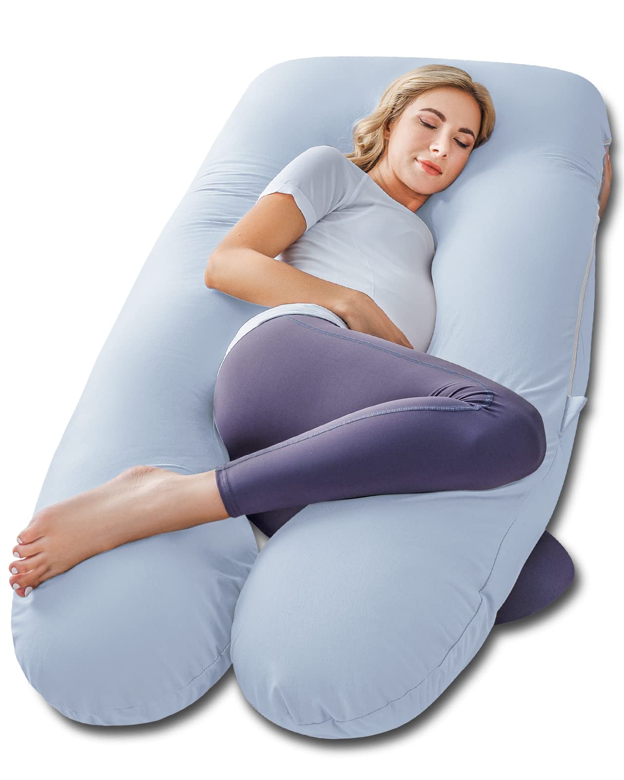 Meiz pregnancy pillow with cooling cover for cooler, comfortable nights.