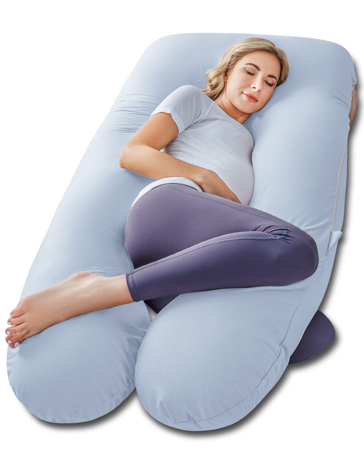 Meiz pregnancy pillow with cooling cover for cooler, comfortable nights.
