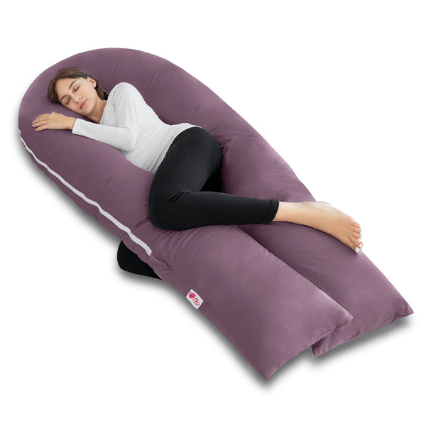 Meiz pregnancy pillow with cooling silk cover delivers breathable comfort during sleep.