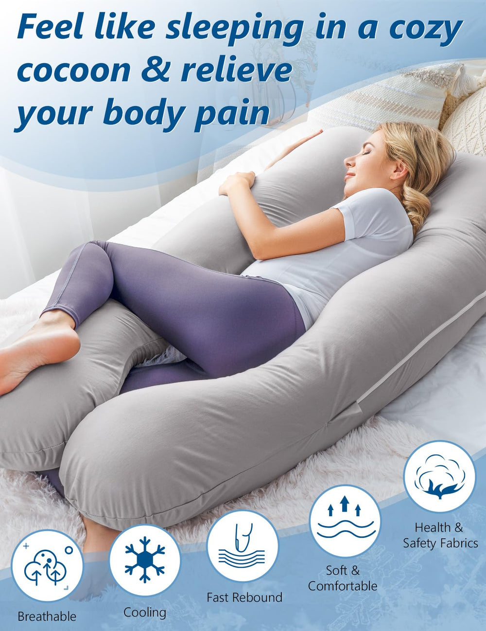 Meiz pillow features a double-zipper design for easy height adjustment.
