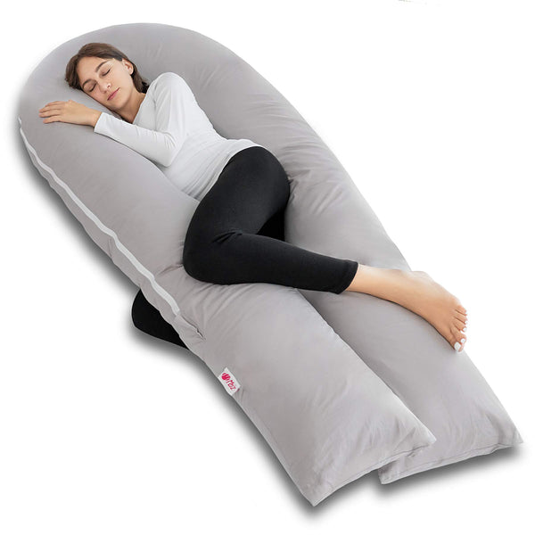 Meiz pregnancy pillow full body 65 inch grey for complete support during sleep