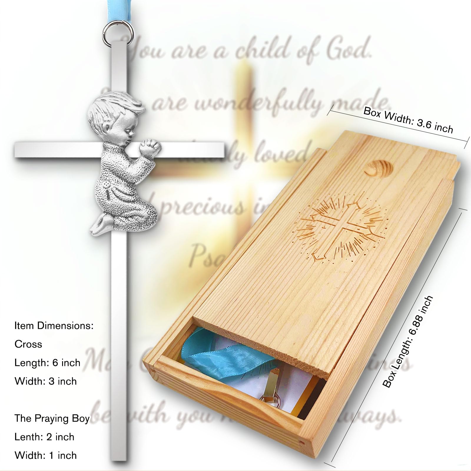 Meliatomia praying cross 6in baptism gift ready for christening celebrations