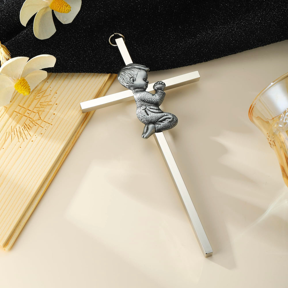 Meliatomia praying cross 6in nursery display demonstrates faith-inspired room decor
