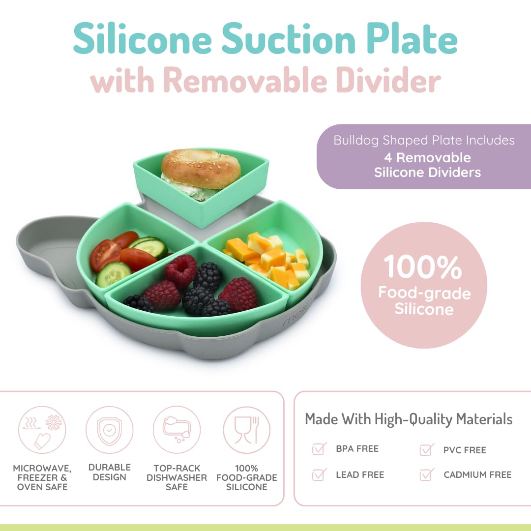 melii divided silicone plate with removable dividers showcases customizable mealtime sections