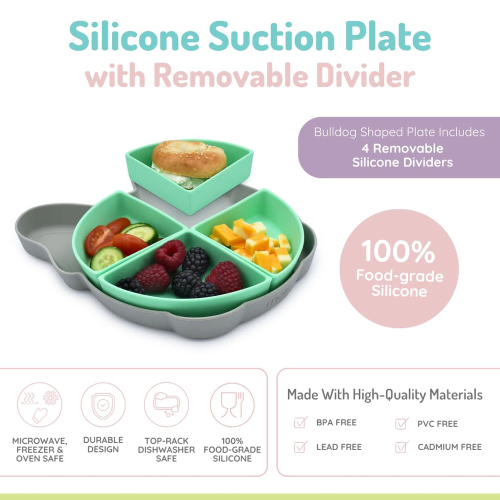 melii divided silicone plate with removable dividers showcases customizable mealtime sections