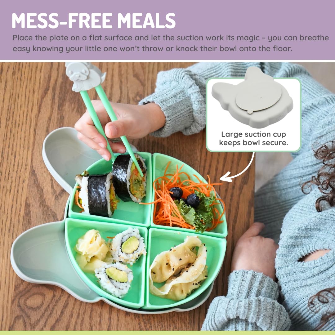 melii suction plate with dividers for picky eaters keeps food separate