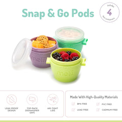 Close-up of melii lid snaps securely closed for on-the-go meals