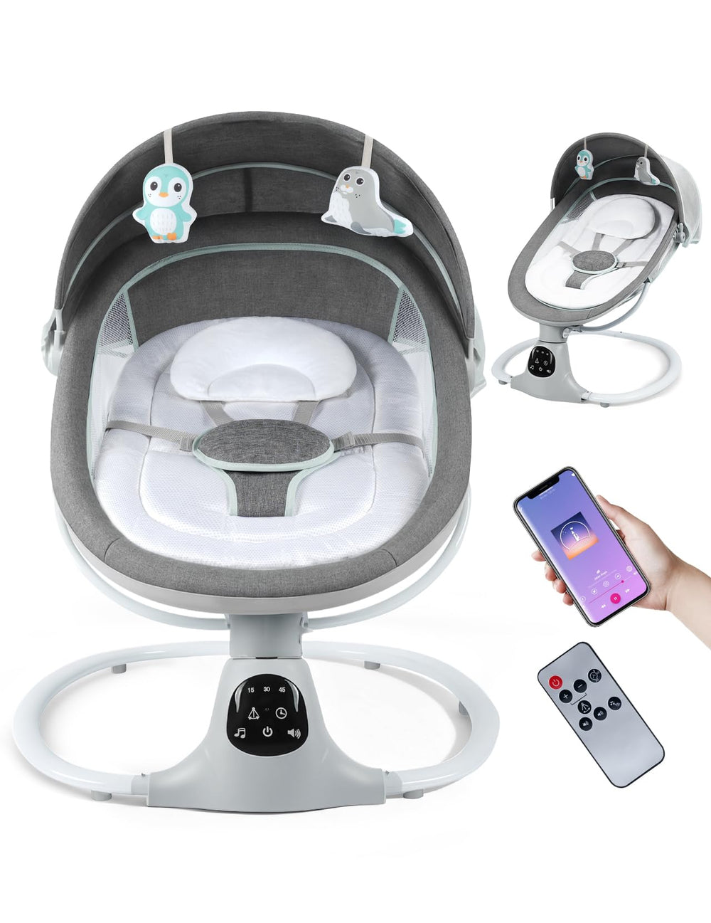MelloBubbz electric baby swing compact design for easy storage and travel