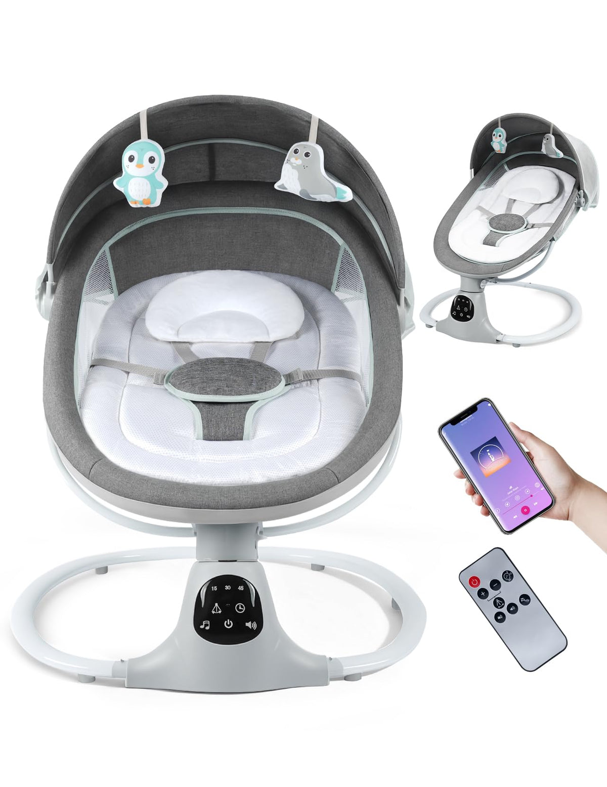 MelloBubbz electric baby swing compact design for easy storage and travel
