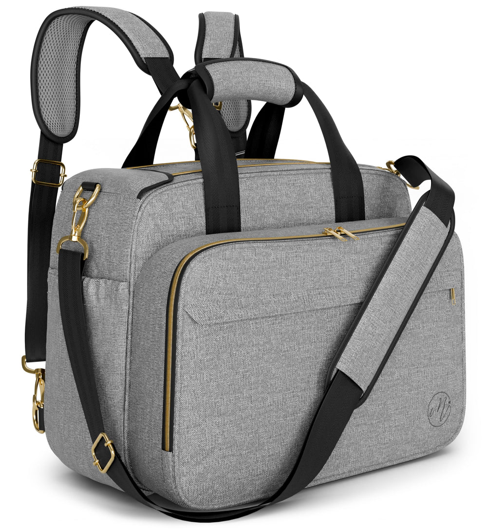 Mellories 4-in-1 diaper bag tote in gray for on-the-go parents