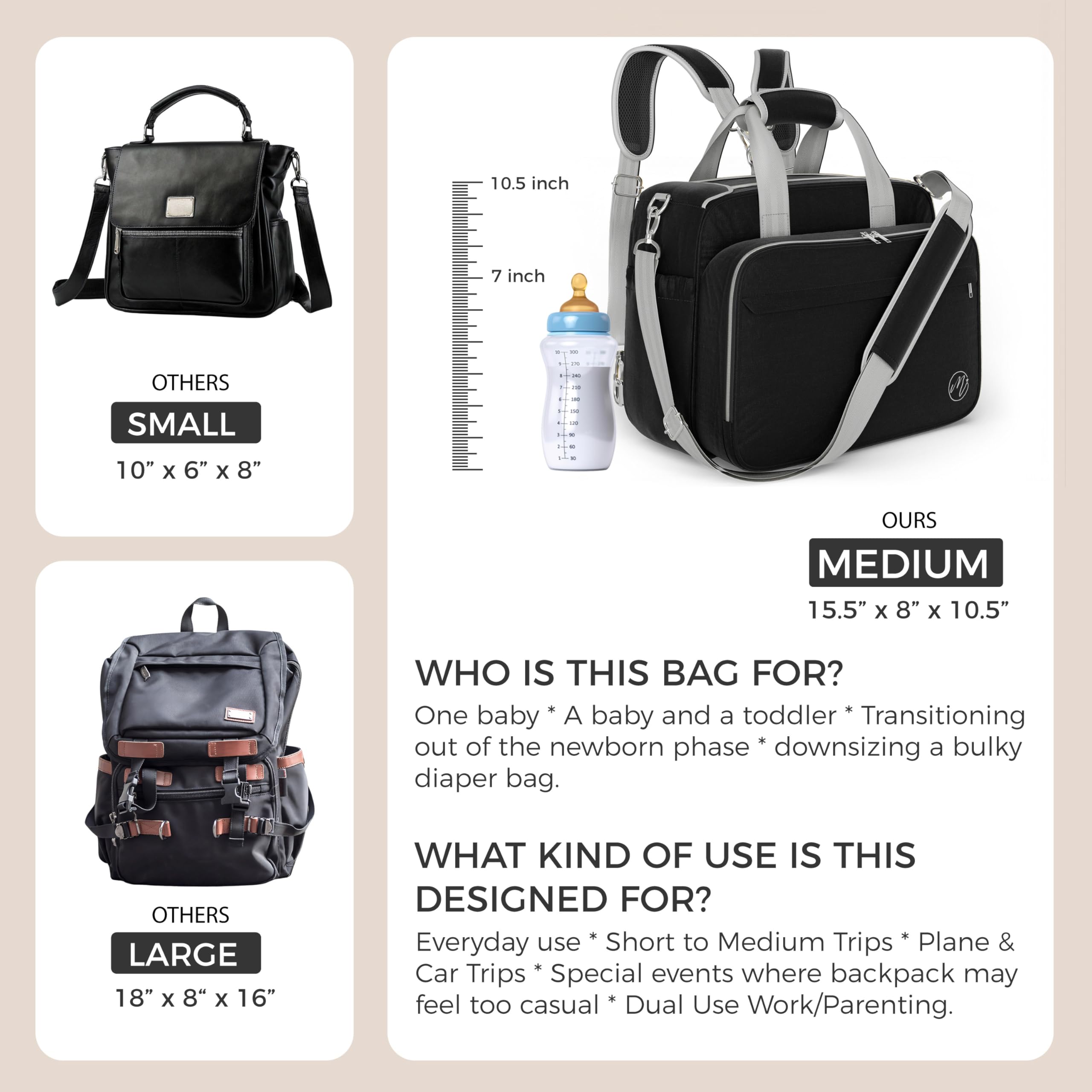Interior layout of Mellories bag with organized compartments