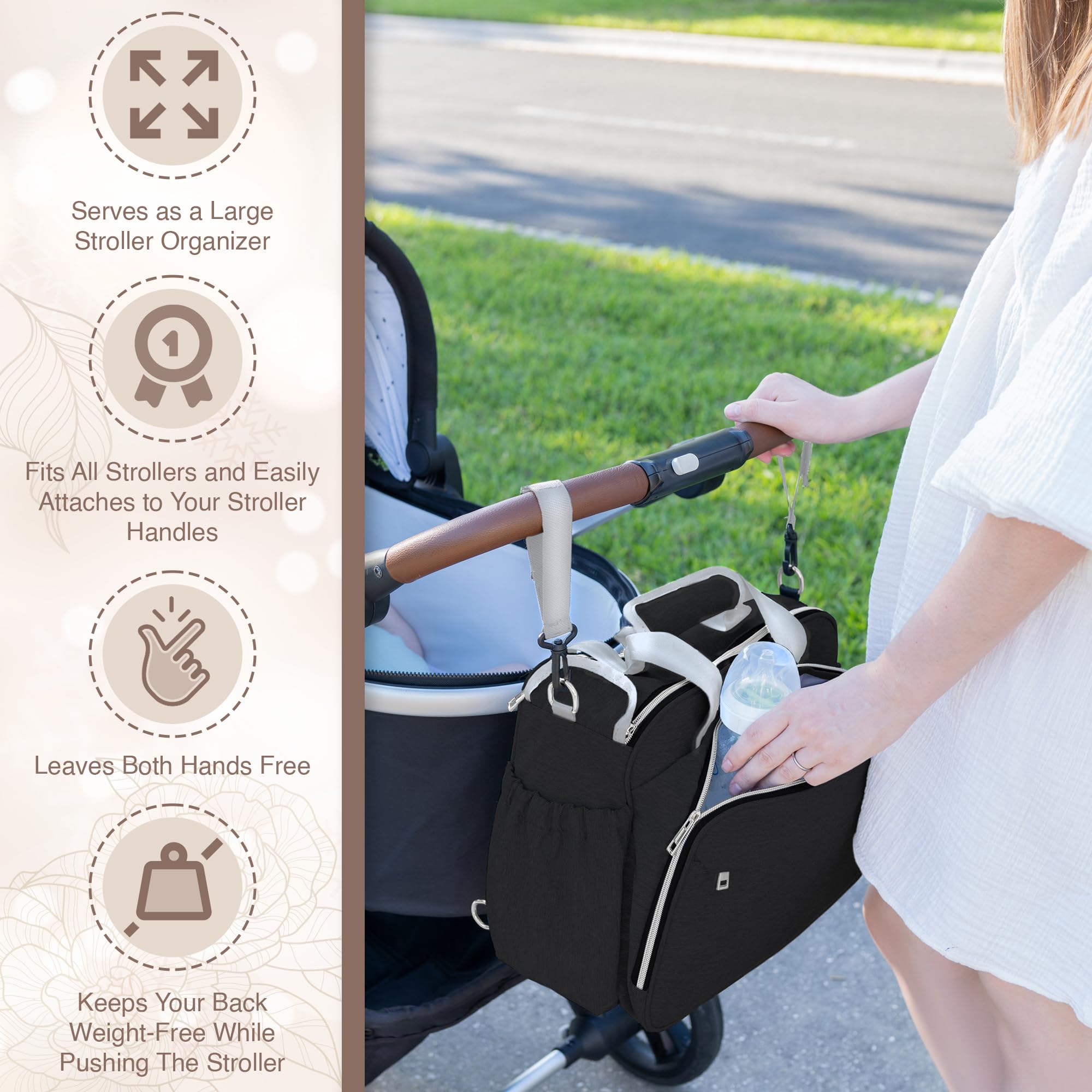 Laptop-sized compartment inside Mellories 4-in-1 black bag