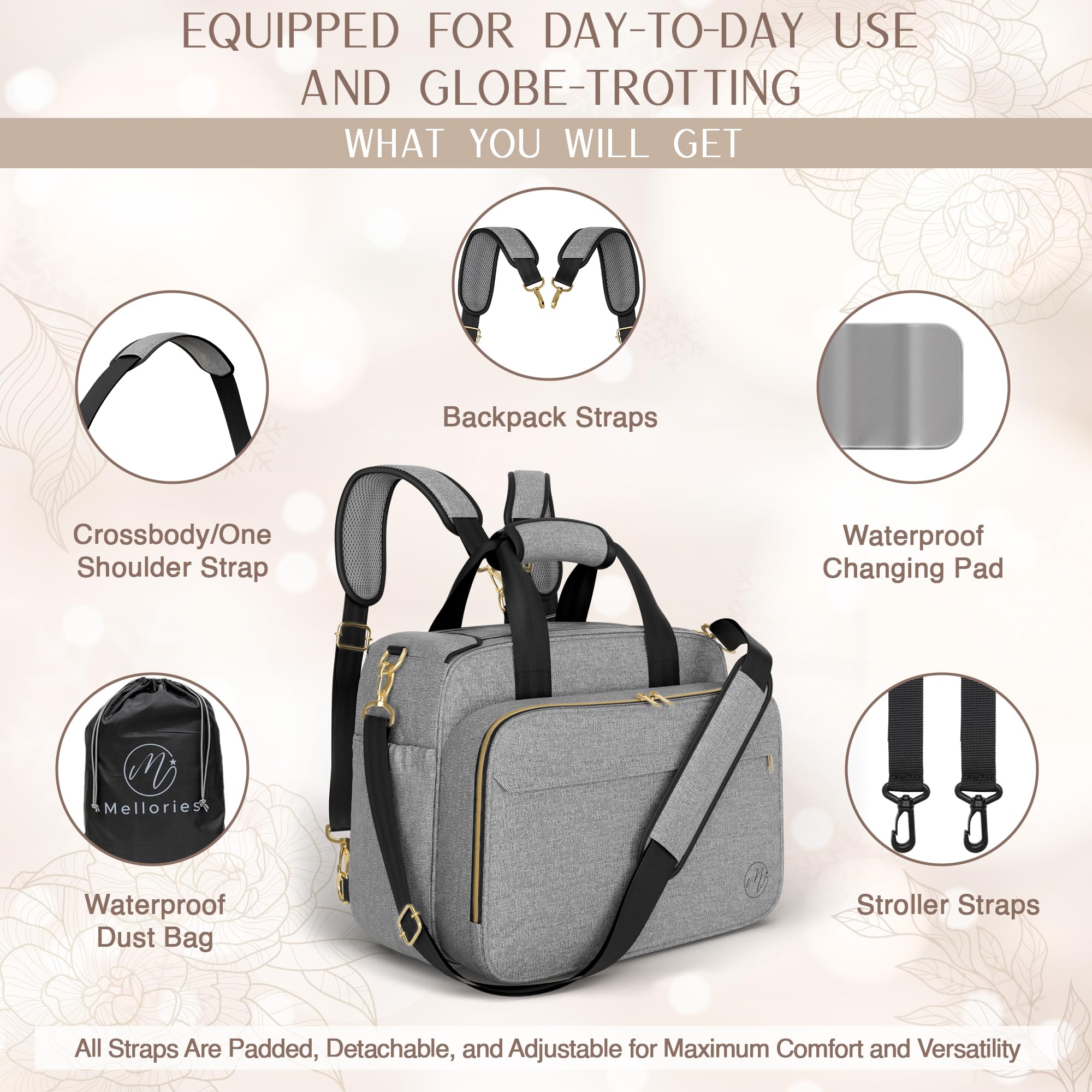 Mellories detachable backpack straps for added comfort