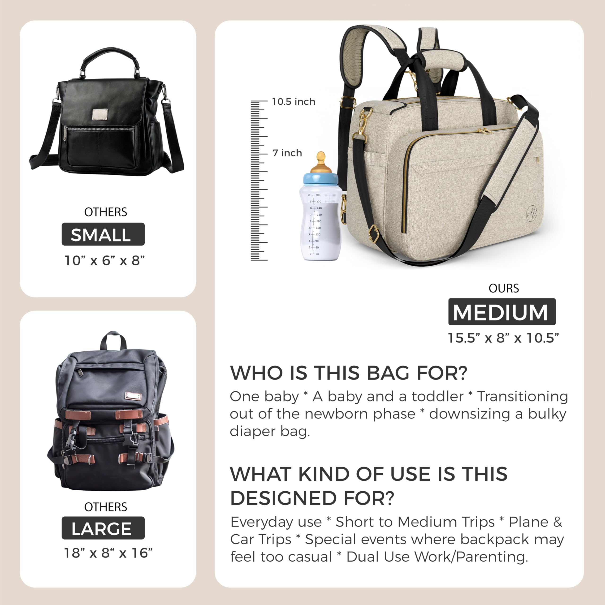 Mellories tote form with wide opening and organized pockets for quick access