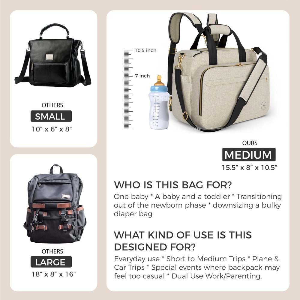 Mellories tote form with wide opening and organized pockets for quick access