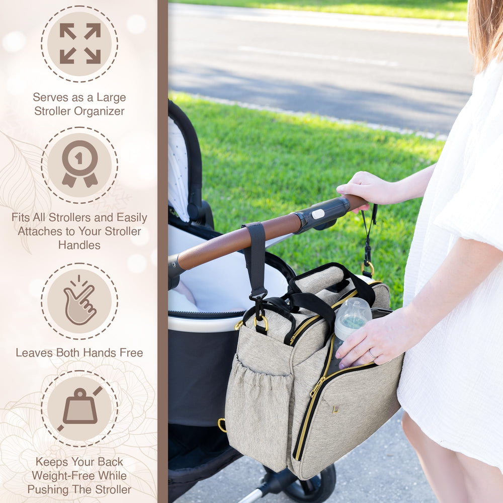 Mellories everyday travel diaper bag in action during errands