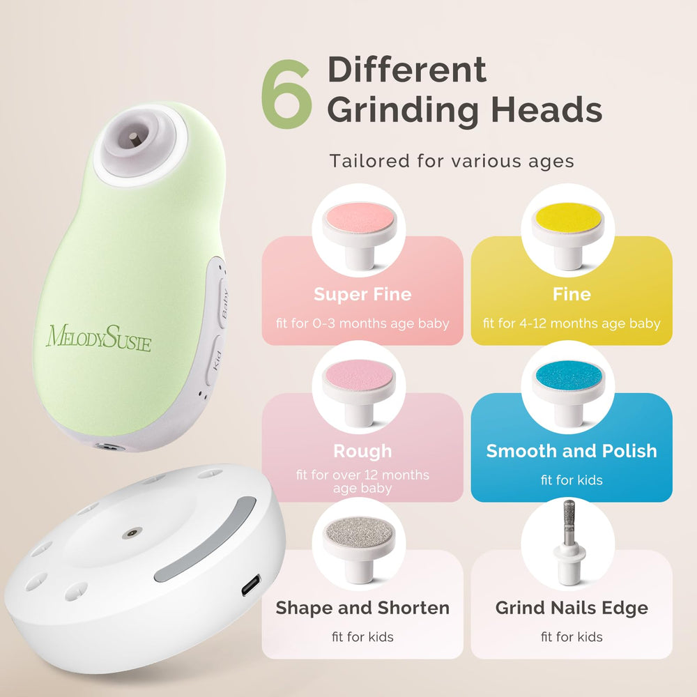 MelodySusie baby nail file modes demonstrate adjustable speed options