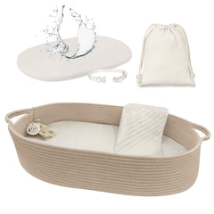Meloom baby changing basket side view showing a compact, safe surface for newborns