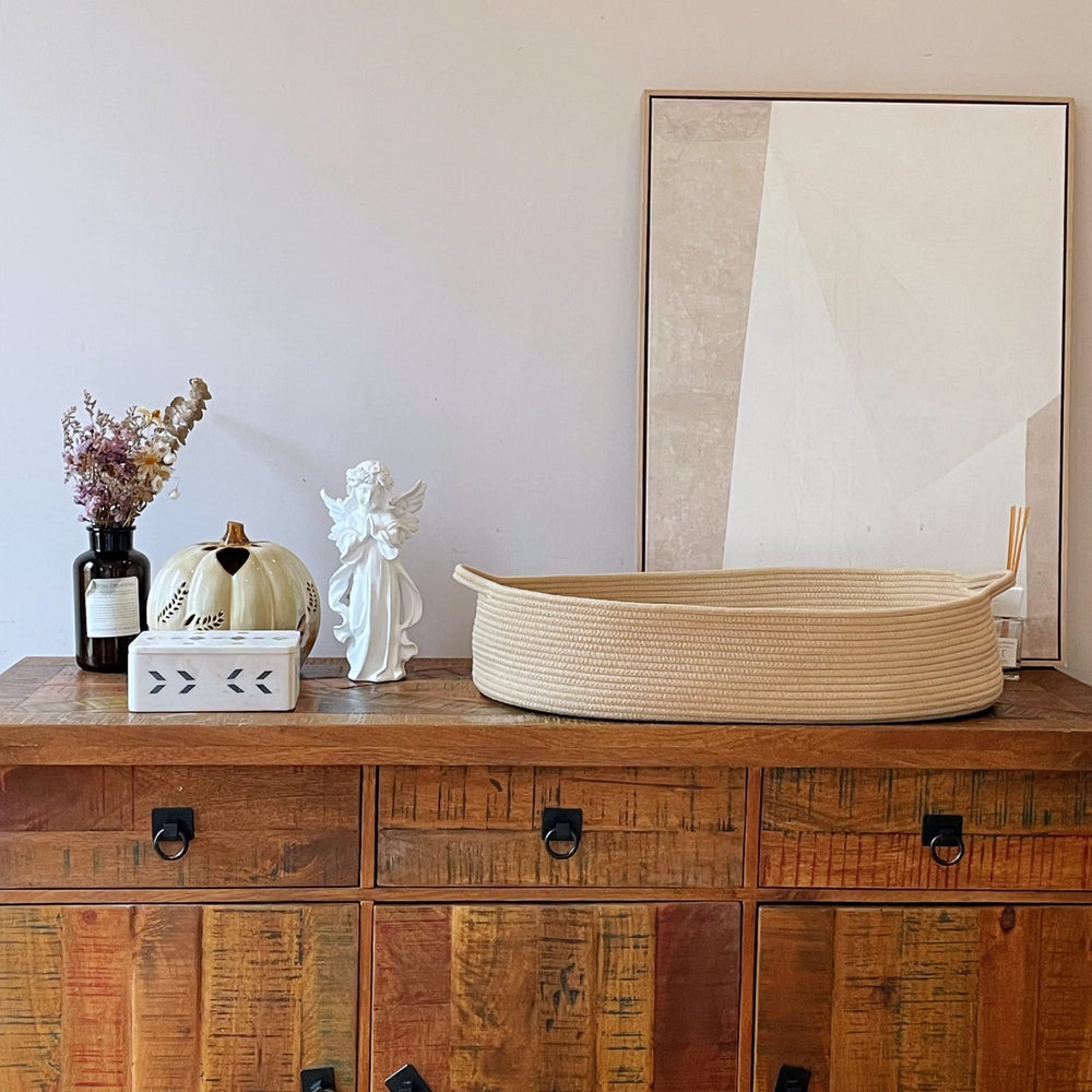 Meloom taupe Moses basket—nursery focal piece for warm, stylish decor