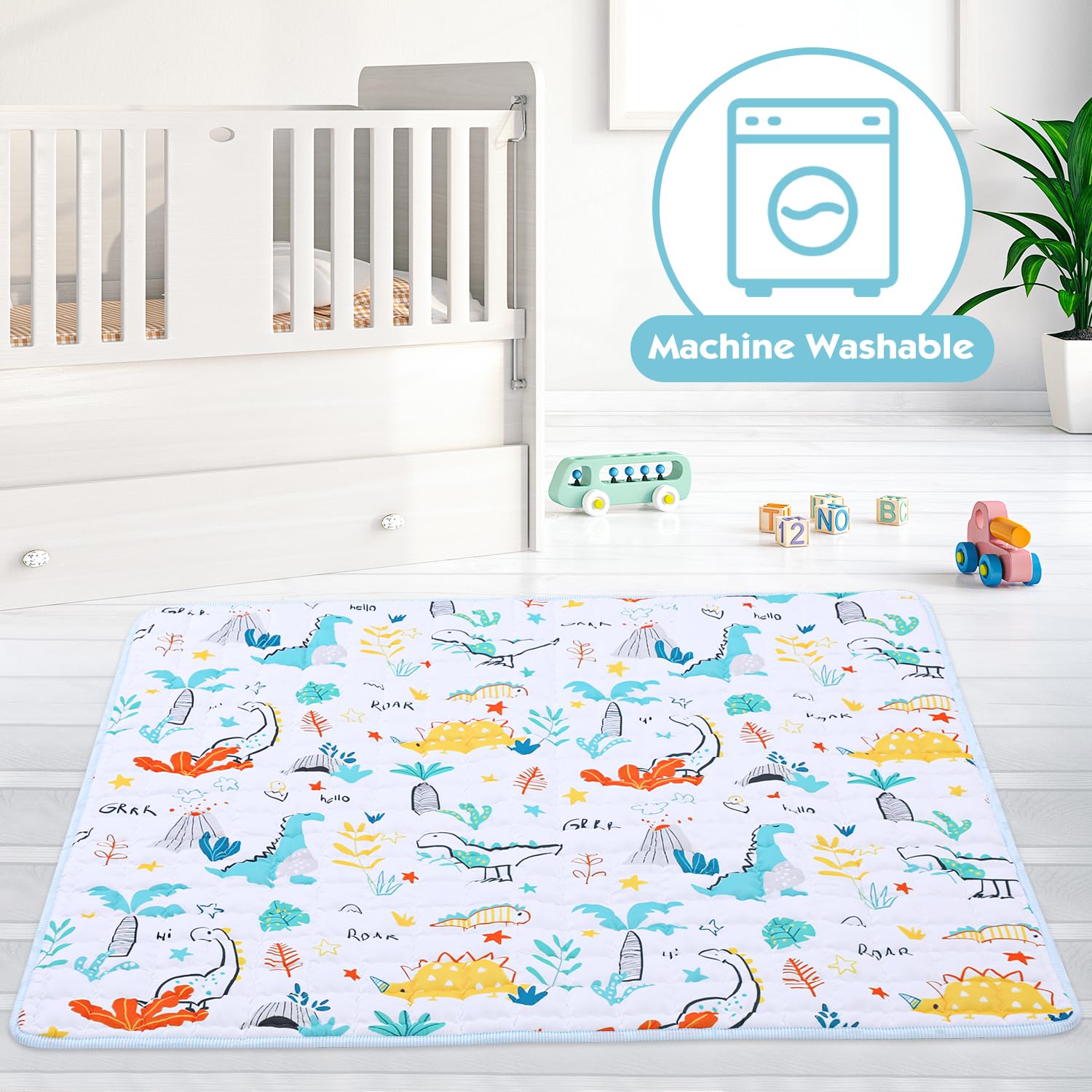 MEM Playpen Mat durable hand-stitching supports long-term use.