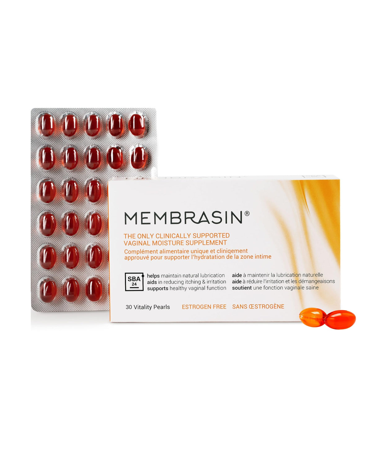 Membrasin Vitality Pearls bottle closeup for daily hydration support