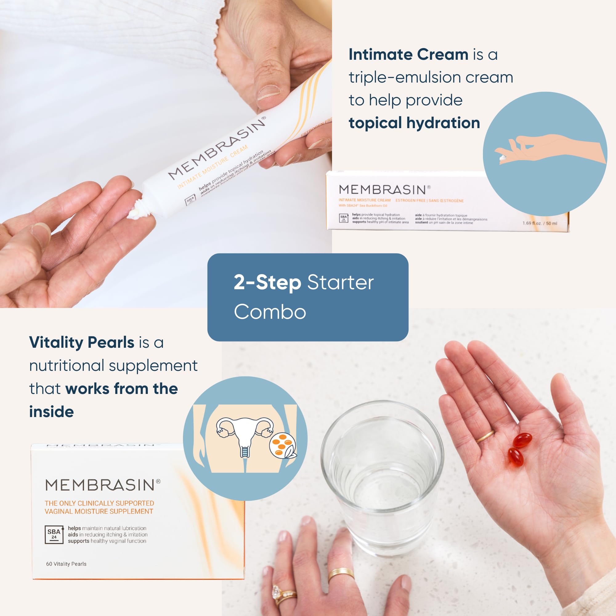 Membrasin Vitality Pearls packaging front for starter pack option.