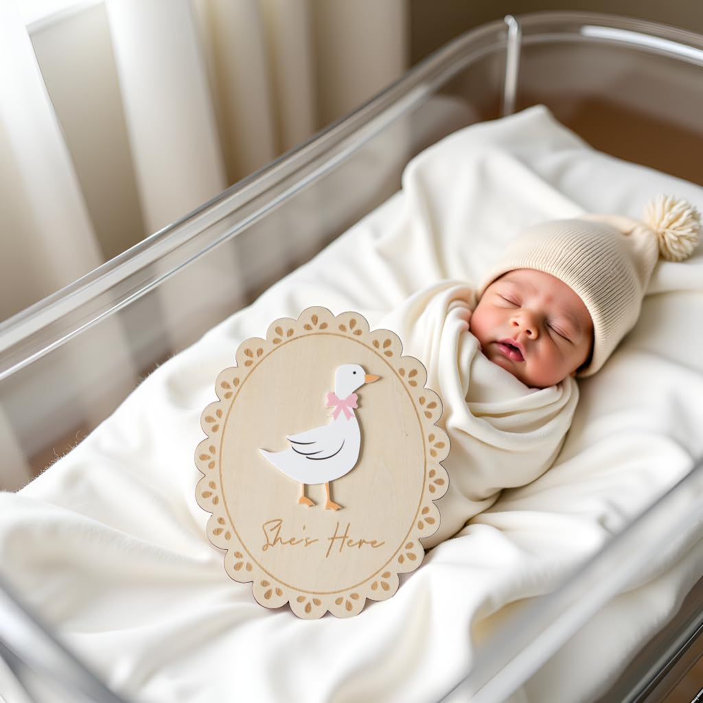 MEMOLEBIA welcome baby sign table enhances nursery or shower ambiance.