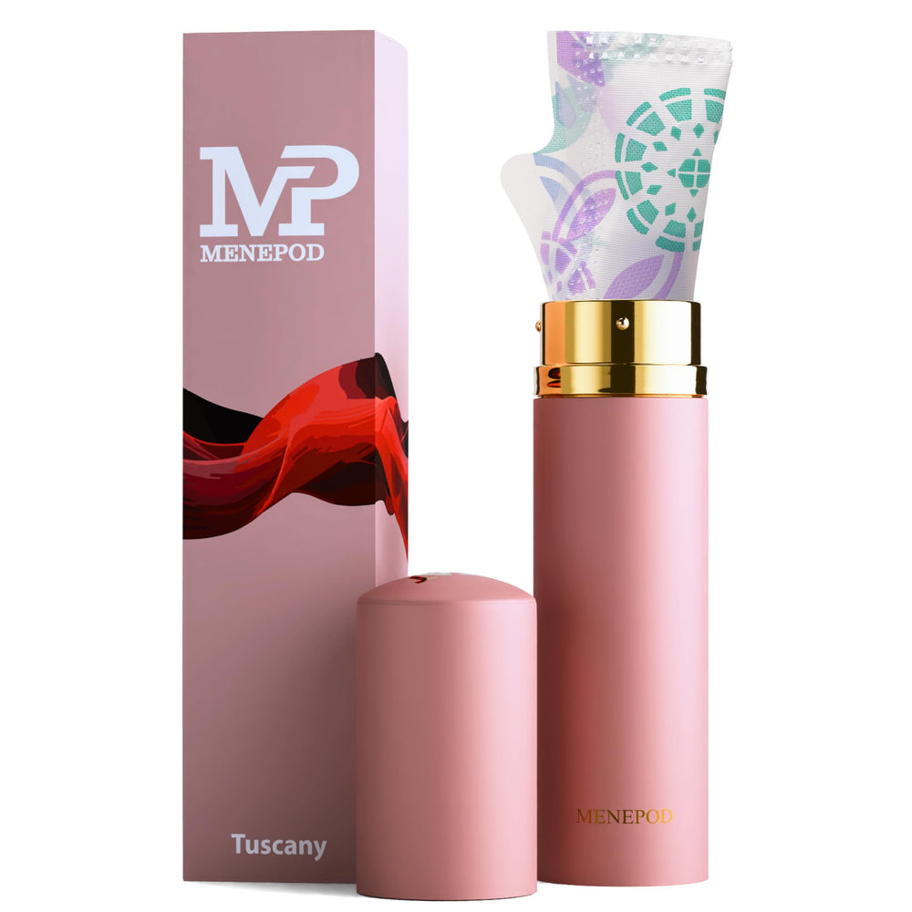 Menepod velvet-rose finish closeup highlights premium texture and luxe detailing