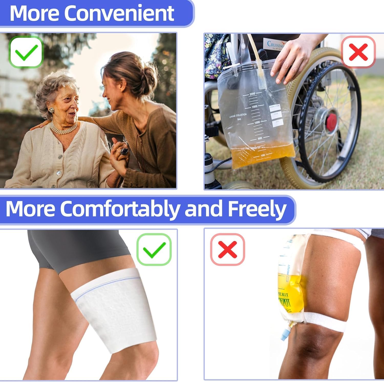 Meng Yu Qian Xun catheter leg bag holder bottom drainage hole helps reliable emptying.