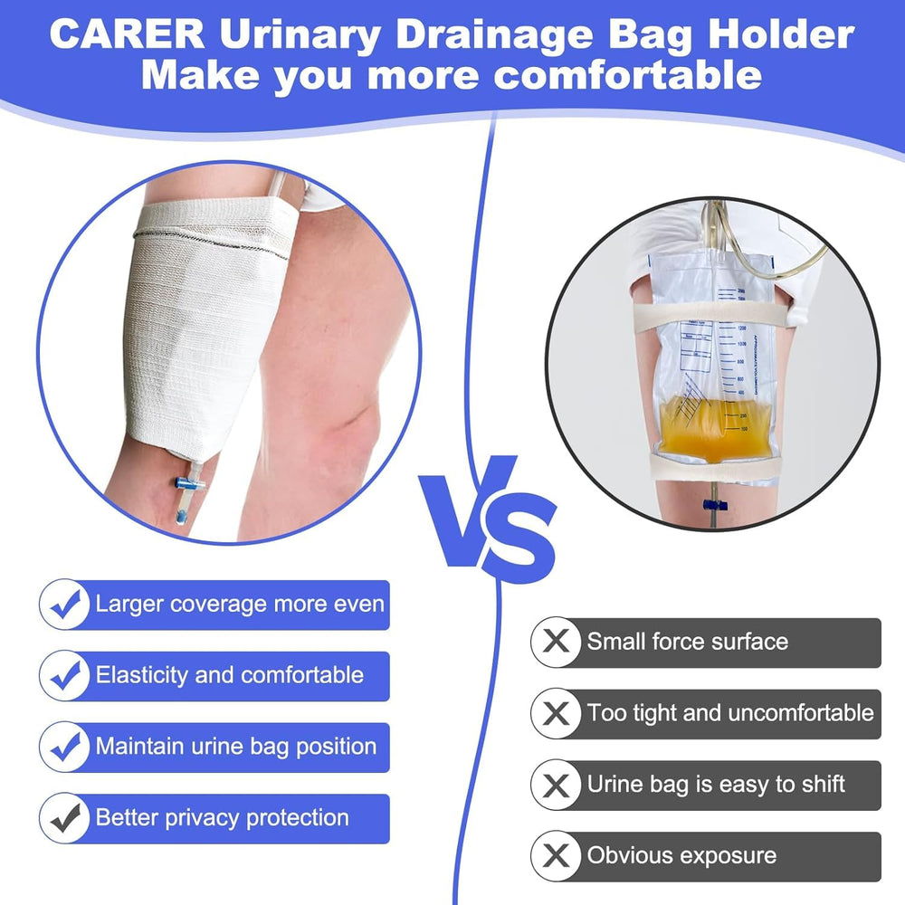 Meng Yu Qian Xun catheter leg bag holder top opening enables easy bag insertion and drainage.