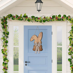 Hanging on a door to enhance spring curb appeal.