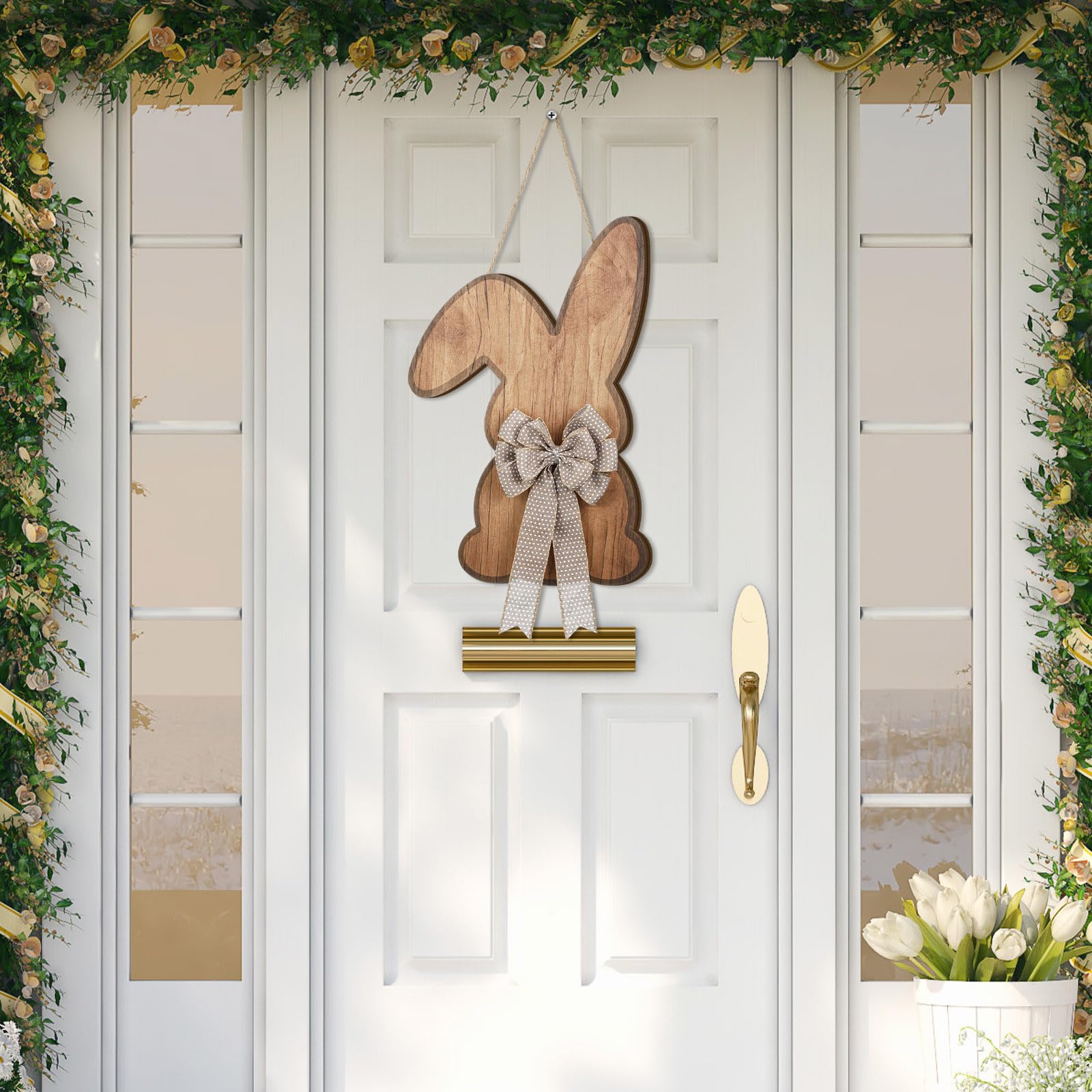 Wreath measures 16 by 11 inches for versatile display.