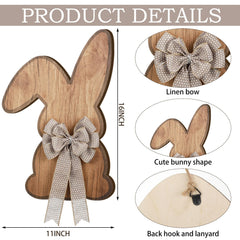 Close-up wood texture highlights quality craftsmanship on Menkxi bunny wreath.