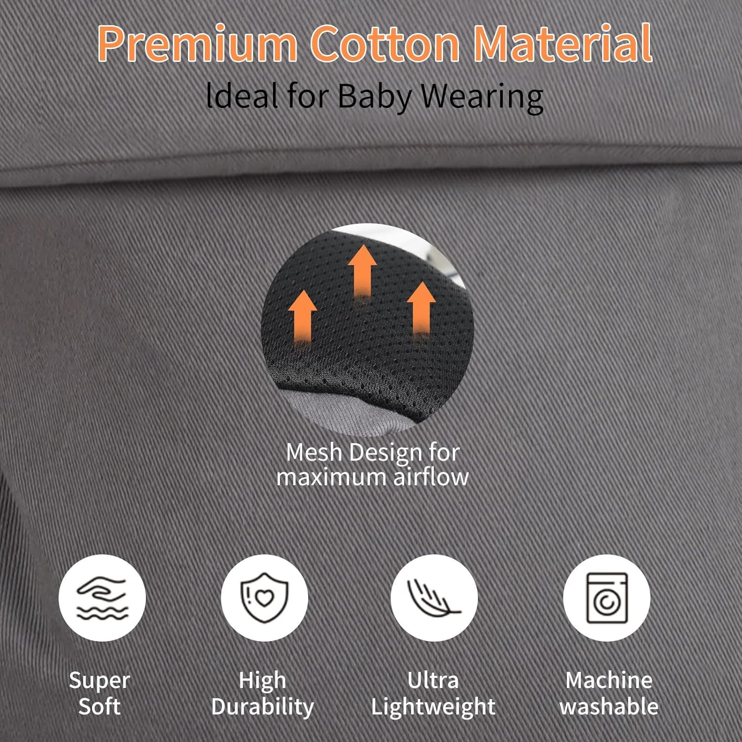 Menlonigt adjustable straps fit growing babies and postnatal bodies for comfort.