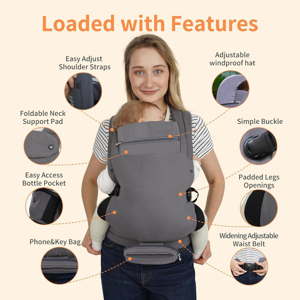 Menlonigt breathable grey mesh panels help keep baby cool on warm days.