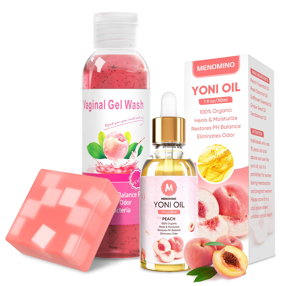 MENOMINO feminine wash bottle pour promotes balanced pH and everyday comfort.