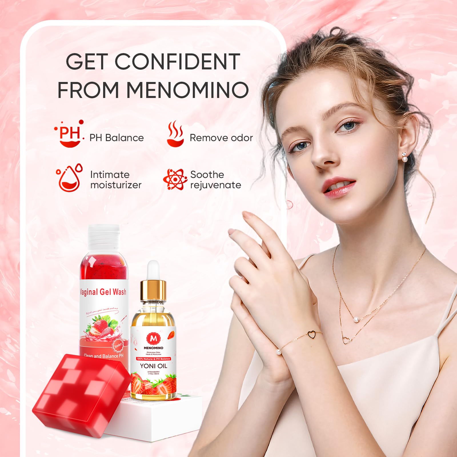 MENOMINO natural ingredients packaging highlights gentle care