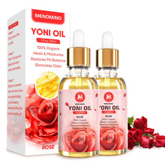 MENOMINO Yoni Oil Rose bottle for smooth, daily moisture.