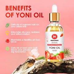 MENOMINO yoni oil ingredient matrix highlighting safflower and grapeseed oils.