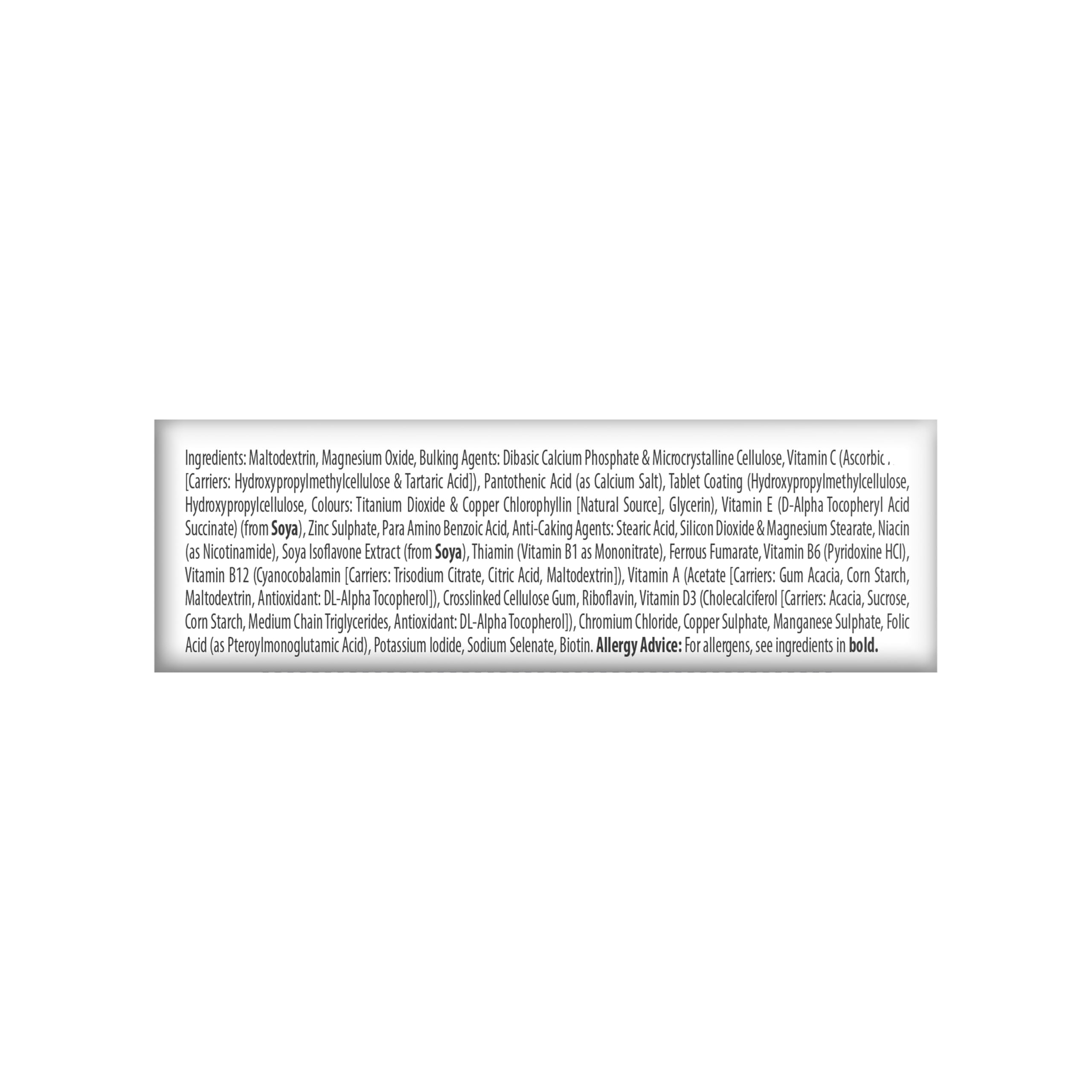 Menopace bottle label details and ingredients overview