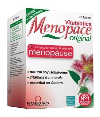 Menopace Original 90 tabs bottle, supporting daily well-being during menopause.