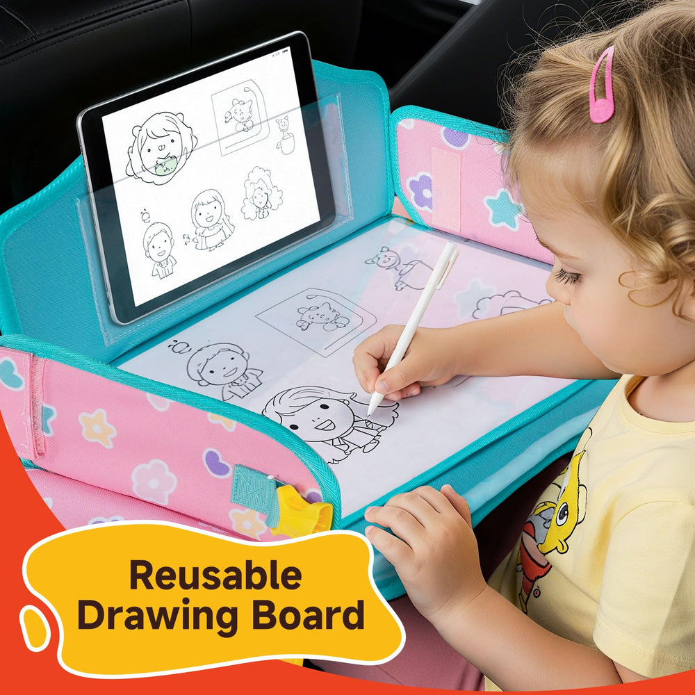 Raised edges prevent spills and items from sliding on bumpy roads